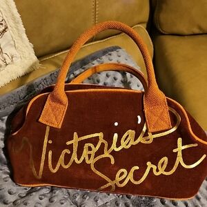 Victoria's Secret Burgundy and Gold Handbag